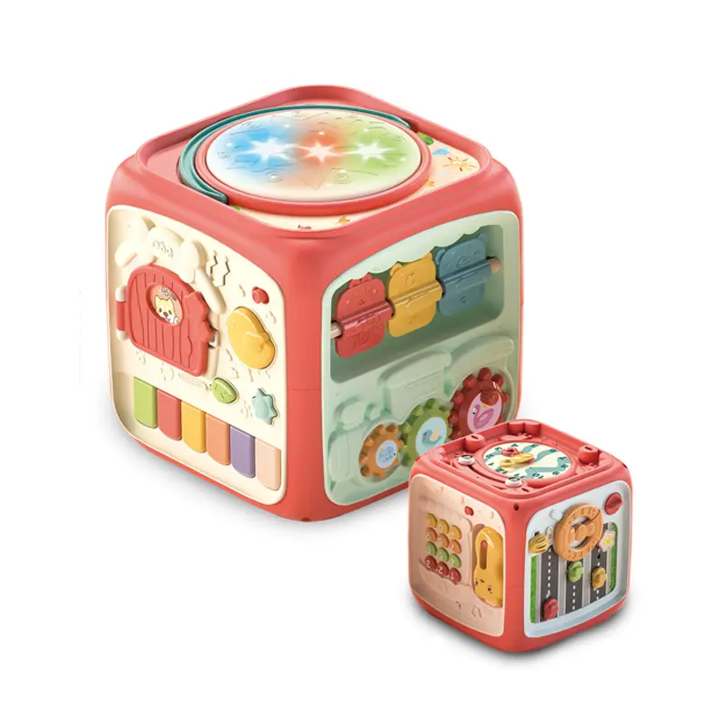 Hot selling children's wisdom cube toy baby multifunctional polyhedron telephone hand beat drum piano keys gear hexahedron toys