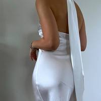 Robe longue en soie de mûrier 100% sans manches, col halter, pour femmes, élégante robe de soirée en soie pour fête, robe moulante pour club