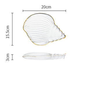 2021High Quality Nordic Creative Gold <strong>Rim</strong> Star Shell Tray Decoration Clear <strong>Small</strong> Glass Jewelry Plate - Product Image 2