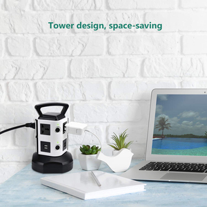 Bande de charge d'alimentation Prise de tour domestique avec 6 prises universelles 4 ports USB <span class=keywords><strong>Base</strong></span> de câble rétractable pour une utilisation au bureau à domicile - Product Image 6