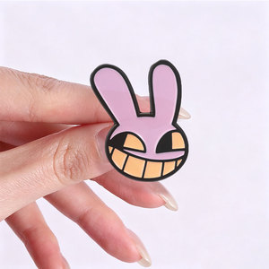 Ensemble de badges en émail <span class=keywords><strong>duo</strong></span> 'Creepy Grin Bunny' à l'humour noir, pour la décoration quotidienne de vestes et sacs, et comme badges de revers - Product Image 2