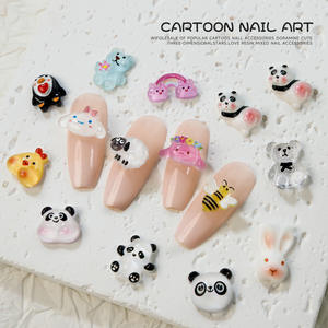 Nuevo 3D resina estilo francés dibujos animados Animal <span class=keywords><strong>Hello</strong></span> <span class=keywords><strong>Kitty</strong></span> Nail Art accesorios lindo fresa oso conejo Panda decoración 10 piezas - Product Image 2