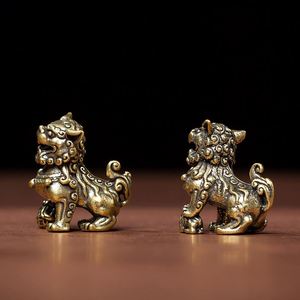 Antique Brass Lion Ornaments <b>Vintage</b> <b>Mini</b> Solid Lion Ball Tea Pet Ornaments Home Office Desktop Decoration - Product Image 4