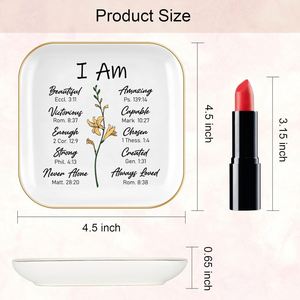 Glossy Glazed Ceramic Jewelry Tray Custom Logo Trinket Dish Personalized Name <b>Ring</b> <b>Plate</b> for Mother's Day Gift Sets Wholesale - Product Image 2