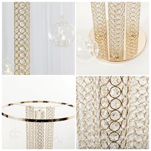 LANJO Professional Luxury Gold Metal Flower <b>Stand</b> 80cm Tall Wedding <b>Crystal</b> Centerpiece with Clear Acrylic Ball Model JY-T8089 - Product Image 5