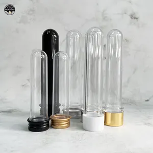 Tubo de teste de plástico transparente 110ml, tubo de teste plástico transparente com parafuso, tampas, doces planos