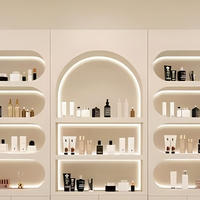 Présentoir en bois GZowin pour parfums et soins de la peau avec éclairage LED, dimensions personnalisables, durable, pour magasins de cosmétiques