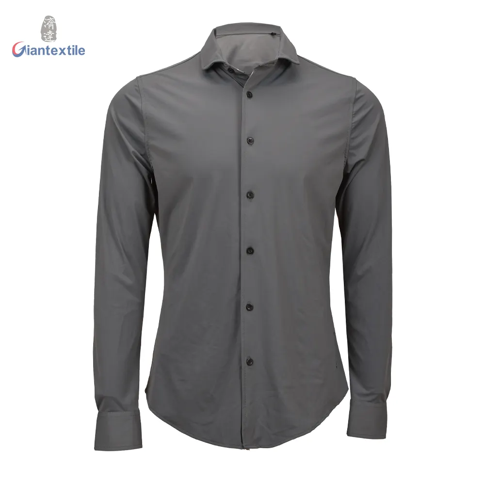 Giantextile Newly Men's Shirt Good Hand Feel Polyamide Elastane Three Colors Solid Classical Dress Shirt For Men