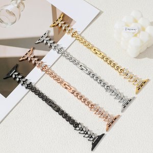 Populaire pour femme diamant chaîne <span class=keywords><strong>Bracelet</strong></span> bande <span class=keywords><strong>bracelet</strong></span> de montre en métal pour <span class=keywords><strong>Apple</strong></span> 38mm/40mm/41mm/42mm/44mm/45mm/49mm pièces de montre - Product Image 1