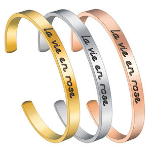 Bracelet manchette inspirant en acier inoxydable, bijoux d'amitié, amovible, tendance, garde en forme de flèche, mots d'invitation, bijoux d'amitié - Product Image 1