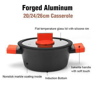 Bán buôn New cổ điển thân thiện với môi nhôm không dính đá cẩm thạch lớp phủ nấu ăn chậu <span class=keywords><strong>Cookware</strong></span> sets với cảm ứng dưới - Product Image 3