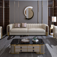 Ensemble complet de canapés en cuir, lampes sur pied, luminaires, décoration de chambre et rideaux pour le salon