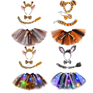 Fiesta de Halloween para niños gato <span class=keywords><strong>jirafa</strong></span> Tigre leopardo Animal fiesta <span class=keywords><strong>disfraz</strong></span> niñas <span class=keywords><strong>jirafa</strong></span> Cosplay baile Led luz ciervo tutú vestido - Product Image 2