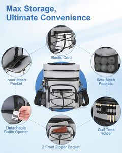 14-Can Expandable Soft Insulated <b>Cooler</b> Bag with Tees Holder <b>for</b> Camping Outdoor Golf Cart Push Cart Golf <b>Cooler</b> Bag - Product Image 5
