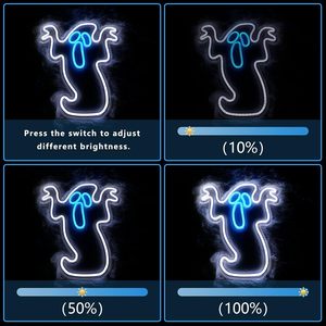 Letrero LED de Neón con Diseño de Fantasma de Halloween, Letrero Transparente de Acrílico para Escaparates, Indicador de Luz Ambiental, Tablero de Visualización Personalizable de 5V - Product Image 2