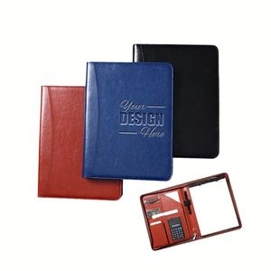 Personalized PU Leather Business Portfolio with Zipper - <b>Tablet</b> <b>Sleeve</b>, Storage, Calculator, Writing Pad - Product Image 1