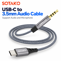 Câble audio SOTAKO USB C vers 3,5 mm TRRS avec DAC intégré, câble micro-casque Type C, câble AUX plaqué or tressé pour téléphone portable et ordinateur portable