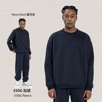 Ensemble survêtement homme personnalisé en molleton 350G, sweat-shirt à col rond et pantalon de jogging, style streetwear rétro, logo imprimé, OEM ODM, vente en gros