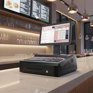 Terminal de point de vente 15,6 pouces avec écran client LED 8 chiffres, 2+32 Go, tout-en-un, design pour le commerce de détail, imprimante intégrée pour restaurants - Product Image 1