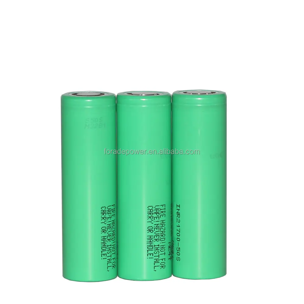 Bateria de lanterna autêntica de 3.6v INR21700-50S 21700, 5000mah max 45a de descarga 21700 alto dreno para samsung 21700 50s