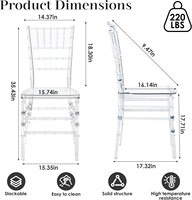 Chaise Chiavari en résine transparente de luxe pour mariage et événements, chaise Chivari en acrylique transparent pour la vente en gros
