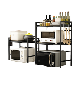 Étagère <span class=keywords><strong>d</strong></span>'<span class=keywords><strong>angle</strong></span> extensible en acier au carbone support de cuisine en métal avec étagères à épices et organisateur de support de four à <span class=keywords><strong>micro</strong></span>-ondes pour armoire de cuisine - Product Image 1