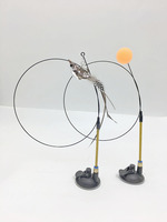 Ping-pong créatif auto-salut élastique pour animaux de compagnie chat fournitures fil d'acier longue tige plume Teaser gros chat interactif mouvement jouets