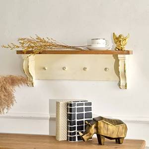 Étagère murale en bois de couleur blanche Art Déco INNOVA pour salon, avec crochet, convertible, multifonctionnelle, supports de rangement - Product Image 4