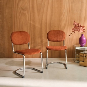 Sedia da Pranzo Personalizzata per Casa e <span class=keywords><strong>Cucina</strong></span>, Moderna, Imbottita in Velluto e Tessuto Corduroy, con Gambe Cromate - Product Image 3