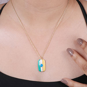 Vente en gros de collier plaqué or en argent sterling 925 collier en émail céramique pour mariage, anniversaire, fête - Product Image 3