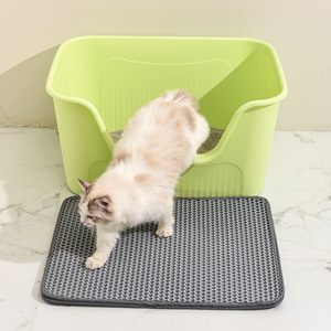Tapis pour litière pour chat en EVA, lavable, double couche, anti-éclaboussures, gris, 30x30, 45x60, 60x90 cm, pour bac à litière pour chat - Product Image 4