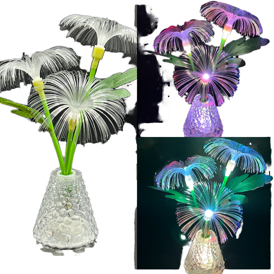 Modern IP65 Solar-Powered Rechargeable ABS Body LED Lamp 3 Fiber-Optic Design Dimmable Ambient Light for Courtyard Garden