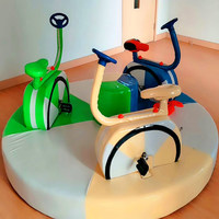Moetry Carrousel à pédales en acier personnalisé à 3 places, équipement de jeu intérieur, carrousel souple pour enfants