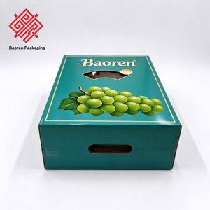 Caja de Regalo para Frutas Corrugada Impresa Personalizada con Ventana y Asa, Cartón de Embalaje para Uvas, para Empacar Frutas Frescas - Product Image 2