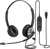 Auriculares USB ENC para Call Center con Micrófono con Cancelación de Ruido para Oficina, Call Center, Zoom, Teams, Compatible con PC, Mac, Windows