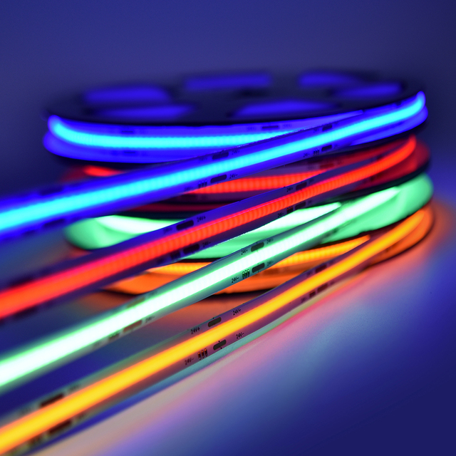 Dot-free RGB COB LED Strip High Lumen 480 LEDs COB Strip Light Spot Free IP68 DC 24V Flexible RGB COB LED Strip Light