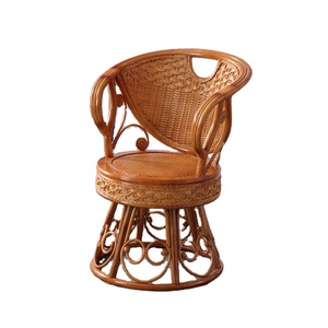 Ensemble de chaises en <span class=keywords><strong>rotin</strong></span> fabriqué en Chine Siège <span class=keywords><strong>pivotant</strong></span> Table d'appoint Meubles de balcon Dossier en osier naturel Chaises rotatives Confort pour personnes âgées - Product Image 3