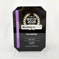 Plaque de trophée rectangulaire en cristal noir transparent personnalisée avec base pour cadeau d'entreprise
