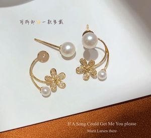 Pendientes de Oro de 18K con Diseño de Hada y Diamantes Naturales de 0.1ct, Perlas y Flores, Regalo Ideal para Fiestas, Xinfly, Superventas - Product Image 4