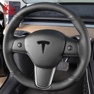 ที่หุ้มพวงมาลัยหนังสำหรับเทสลาอุปกรณ์เสริมสำหรับรถยนต์ผลิตภัณฑ์ดูแลรถยนต์ที่ดีที่สุด - Product Image 5