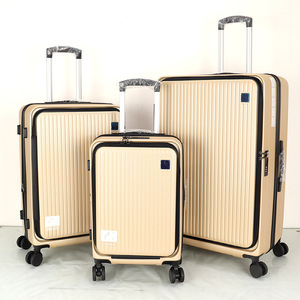 Lightweight Carry-On <b>Suitcase</b> 20-Inch Front-Zipper Unisex Business Travel Luggage Solid Color With Soft Handle - Product Image 1