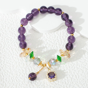 Manufacturer Amethyst Natural Stone Luck Bead <strong>Bracelet</strong> with Zircon Friendship Best Friends <strong>Sister</strong> Lucky Beads Beaded <strong>Bracelet</strong> - Product Image 6