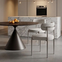 Chaise de salle à manger en métal de style italien moderne et minimaliste, mobilier de maison, luxe léger, couleur crème, sans accoudoirs, non rotative