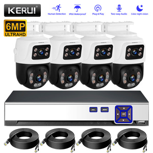 Hệ thống camera giám sát <span class=keywords><strong>CCTV</strong></span> KERUI 6MP, 4 kênh NVR, hỗ trợ PoE, phát hiện chuyển động, camera PTZ ngoài trời, kèm cáp mạng 18.3M - Product Image 1