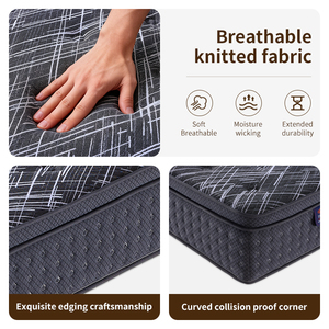 Matelas à ressorts ensachés en coton à fibres moelleuses, écologique et durable, taille standard, 500g/m, tissu tricoté gris, doux, confortable et matelassé - Product Image 2