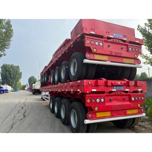 Directo de fábrica 4 <span class=keywords><strong>ejes</strong></span> 40 pies 45 pies Semirremolque plano Remolque Plano de Transporte de acero duradero - Product Image 3