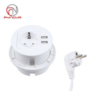 Prise de courant <span class=keywords><strong>multicouche</strong></span> ronde intégrée à œillet USB Prise de rallonge de bureau encastrée IP44 Plastique pour les normes EU AU CN - Product Image 5