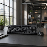 Combo clavier et souris filaire HKM2023, souris optique, clavier pleine taille, USB Plug-and-Play, étanche, 1200 DPI, design ergonomique, en stock