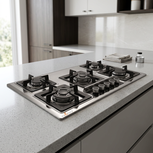 Cuisinière à gaz encastrable en acier inoxydable pour cuisine domestique et commerciale, 5 brûleurs, modèle de table, fabriquée en Chine - Product Image 3