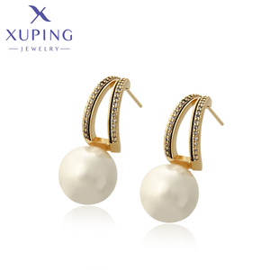 Joyería xuping de moda elegante de oro de 14K para mujer, aretes de perlas de lujo simples, joyería de lujo de moda de - Product Image 1